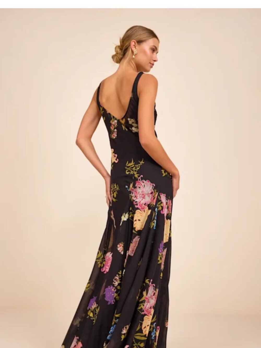 Lulus Ziyana Black Multi Floral Sleeveless Maxi Dress - Size S - Picture 2 of 5